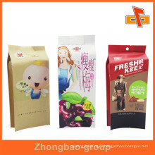 Customized heat seal printed brown kraft paper bag for plum packaging with round hole